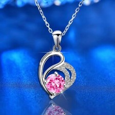 Elegant Heart Shaped Pendant Necklace with Pink Crystal Accent Jewelry Gift