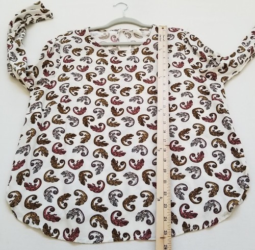 H&M Blouse Womens 14 Multicolor Chameleon Animal Print Long Sleeve Crew Neck Top - Picture 11 of 12
