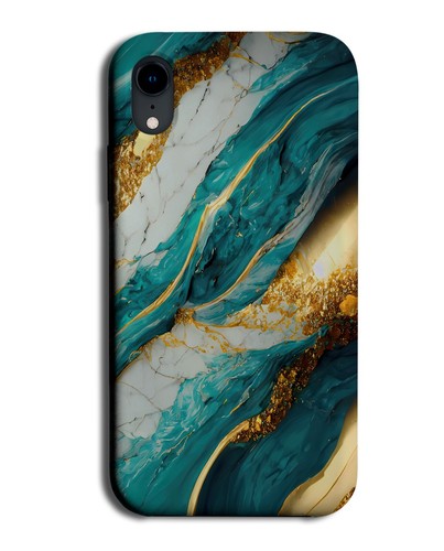 Turquoise Green and Gold Marble Phone Case Cover Glitter Printed Effect CX69