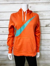 Nike Womens Hoodie Size M Orange Kangaroo Pocket Cotton Blend Long Sleeve