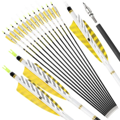 MILAEM Jagdpfeile SP300-800 Pure Carbonpfeile 4" Naturfeder Recurve Compoundbogen Jagd