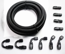 6 / 8 / 10 AN Fitting Steel Nylon Braided Oil Fuel Line Swivel Hose End 20FT Kit