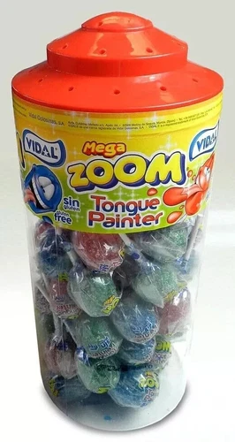 Vidal Mega Zoom Tongue Painter Lollies Retro Sweets Lollipops Sour  50 Lolly Tub