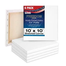 6 Pack of US Art Supply 10" x 10" Acrylic Primed Cotton Duck Stretched Canvas
