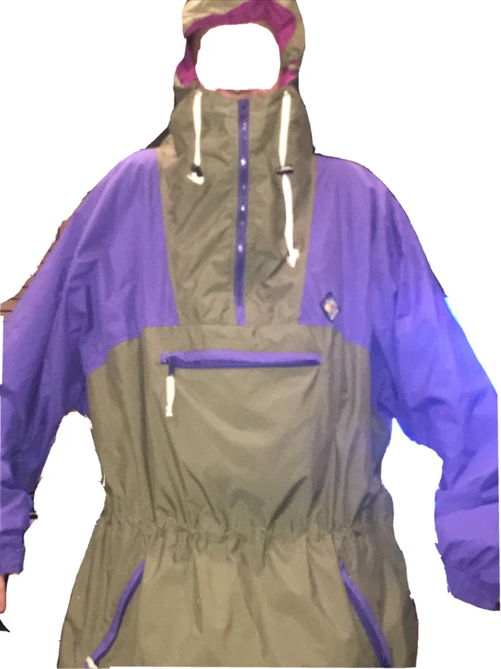 XL PURPLE Olive Woolrich RAIN Jacket Hood 1/4 Zip Windbreaker 90s Sigmet Gear XL - Image 3 of 4