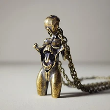 Man-Eater Monster Necklace, Bronze Gothic Pendant