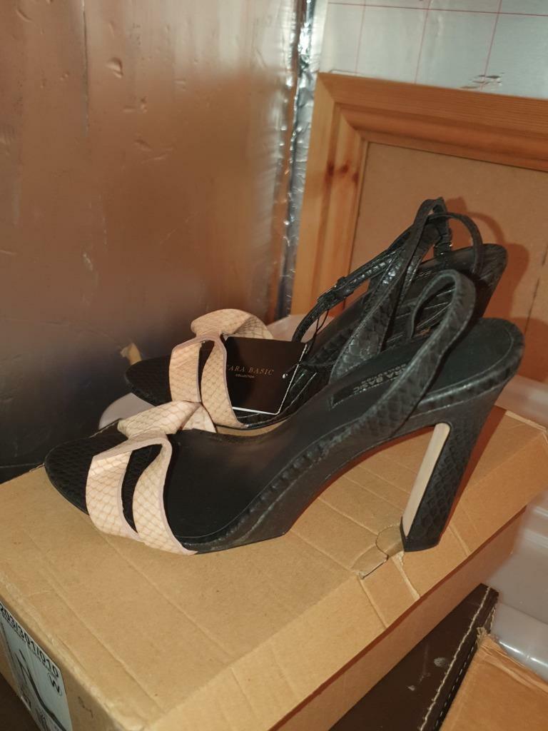 ZARA HIGH-HEELED SANDAL WITH ANKLE STRAP SHOES SIZE UK3 US6 EUR36 REF  6452/301