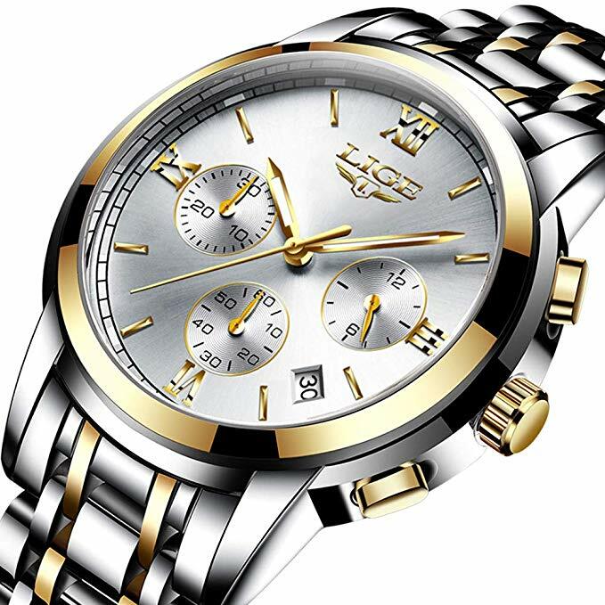 Montre LIGE étanche pour homme dotée d'un chronographe à quartz