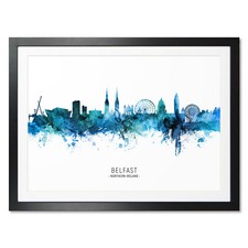 Belfast Skyline, Poster, Canvas or Framed Print, watercolour painting 20561