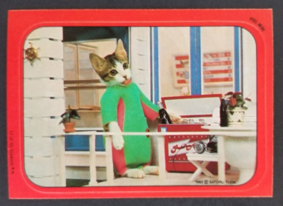 Cat Getting a Soda 1982 Cats Topps Sticker Card #17 (NM)