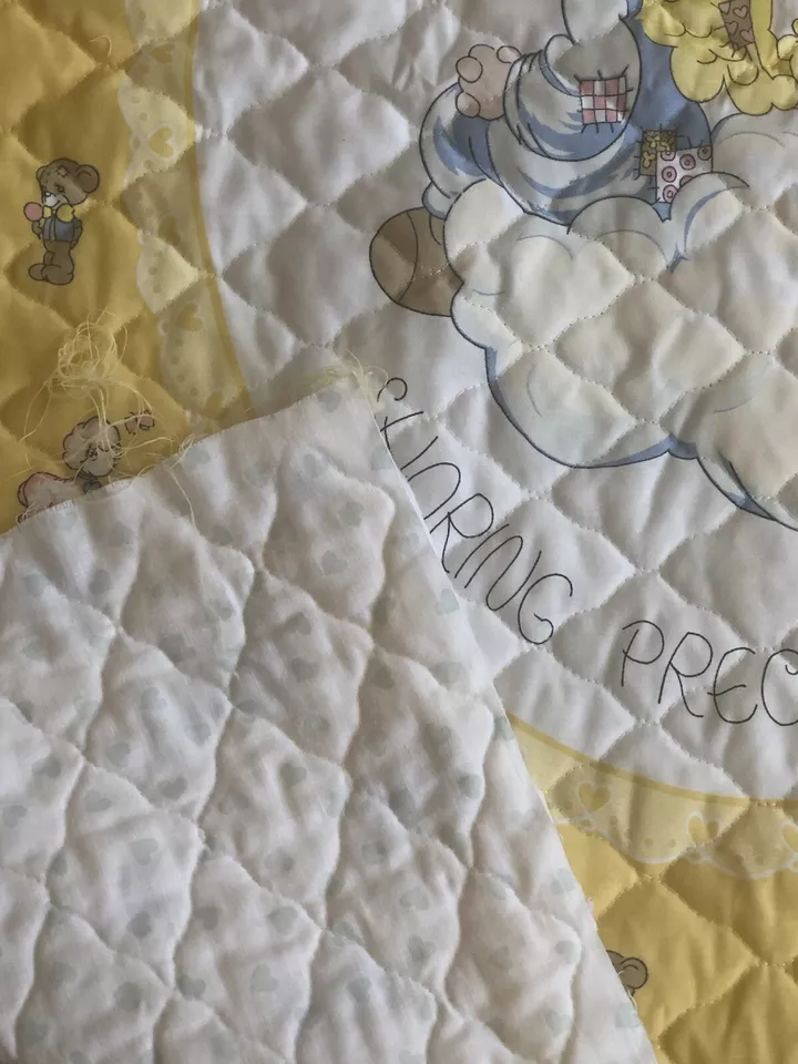 VTG  PRE-QUILTED Baby Fabric Panel Sharing Special Moments 1985 Samuel Butcher  - Image 4 of 4