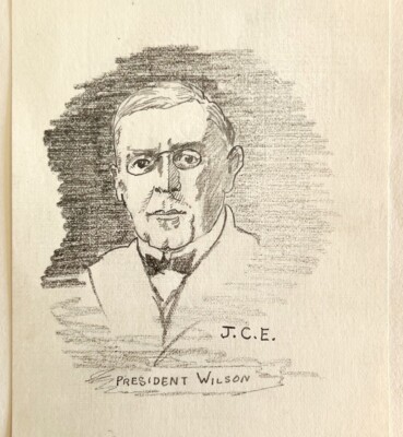 Jerome Eisenberg Woodrow Wilson 1925 Original Art Sketch Pencil 1/1 Signed DWN8C