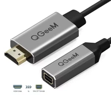 QGeeM HDMI Male to Mini DisplayPort DP Female Adapter Converter For HDMI Devices