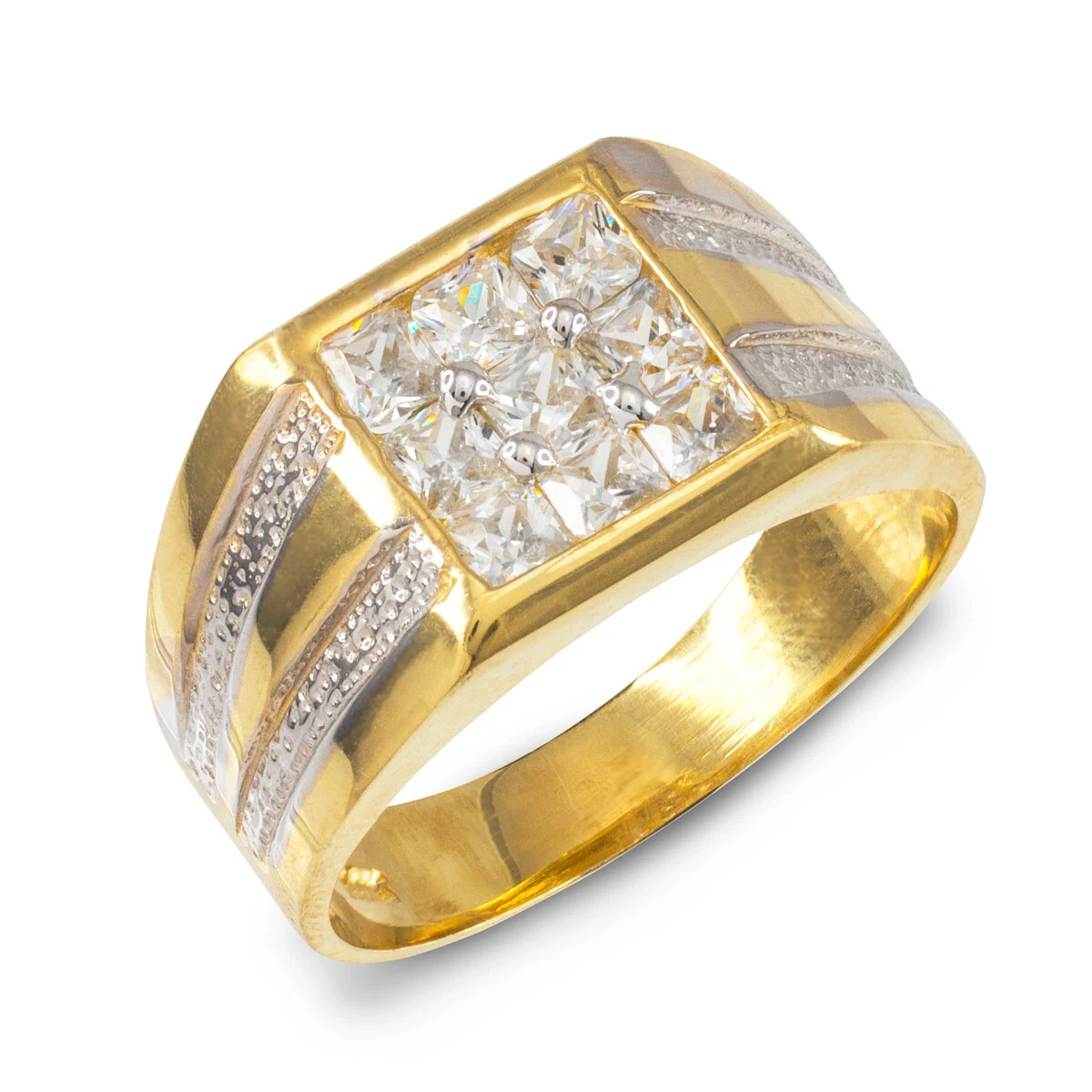 Men's Gold Square Top CZ Ring (Available in Yellow/Rose/White Gold