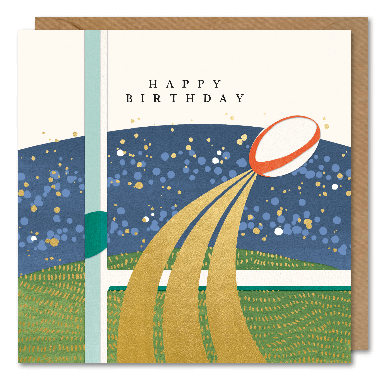 Happy Birthday Card Fun Rugby Design - Stylish Gold Foil Greeting Card