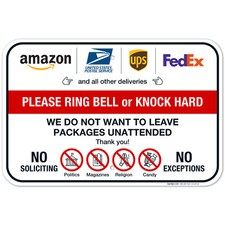 Do Not Leave Packages Here Sign, Please Ring Bell Or Knock Hard,