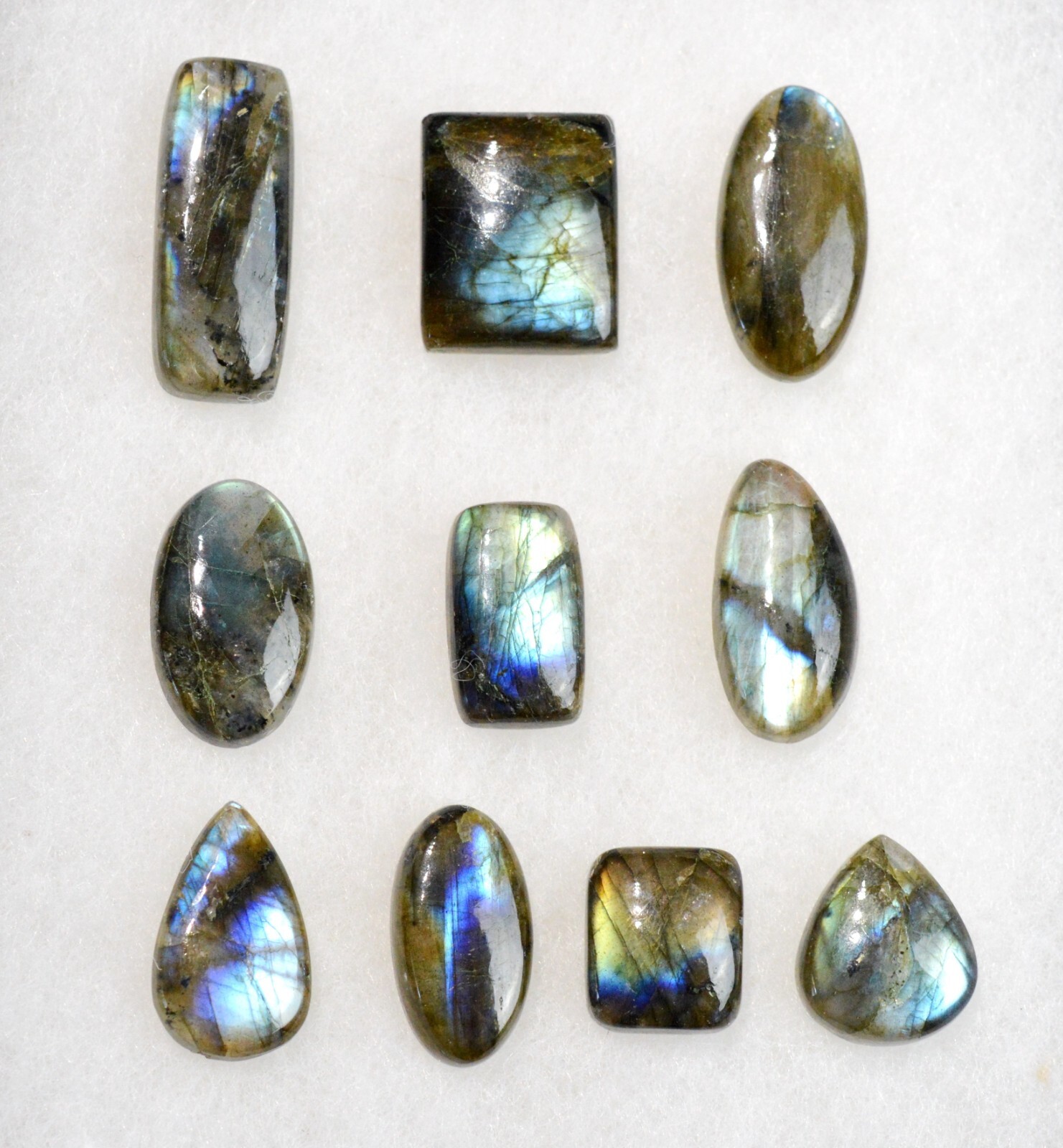 Labradorite cabochon de Madagascar lot de 10 pierres naturelles 314 cts pour création bijoux
