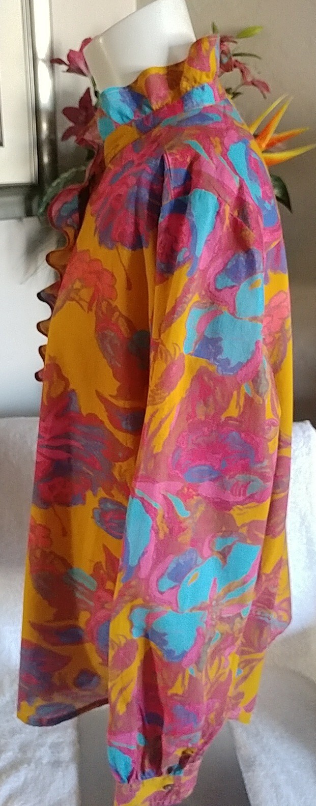 Sundance Multi Colored Button Down Ruffle Cotton … - image 3