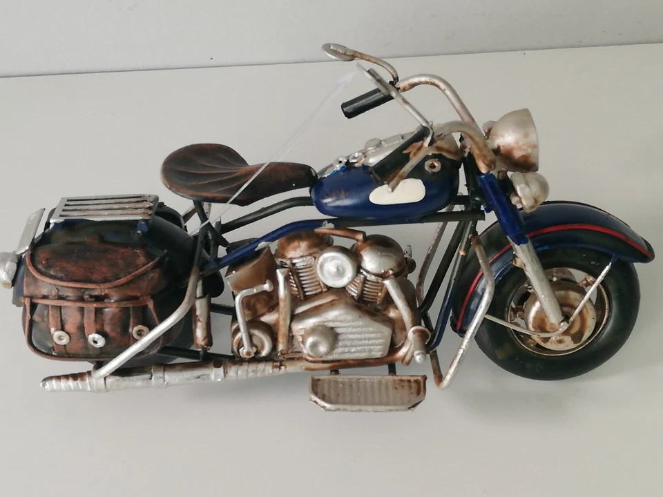 Vintage Handmade Iron Motorcycle Model Rustic Metal Art Motorbike Sculpture Gift - Image 3 of 4