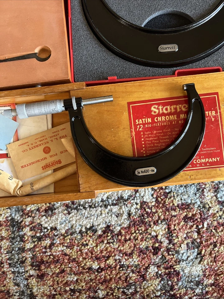 Lote de fundas micrómetros Starrett T436RL-5-6 IN/nº 436 6-7 IN/nº 436 3-4 IN W Foto 2 de 4