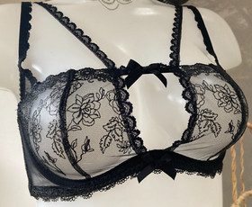 Agent Provocateur 34D bra briefs suspender belt black tattoo lace ROSA cage NEW