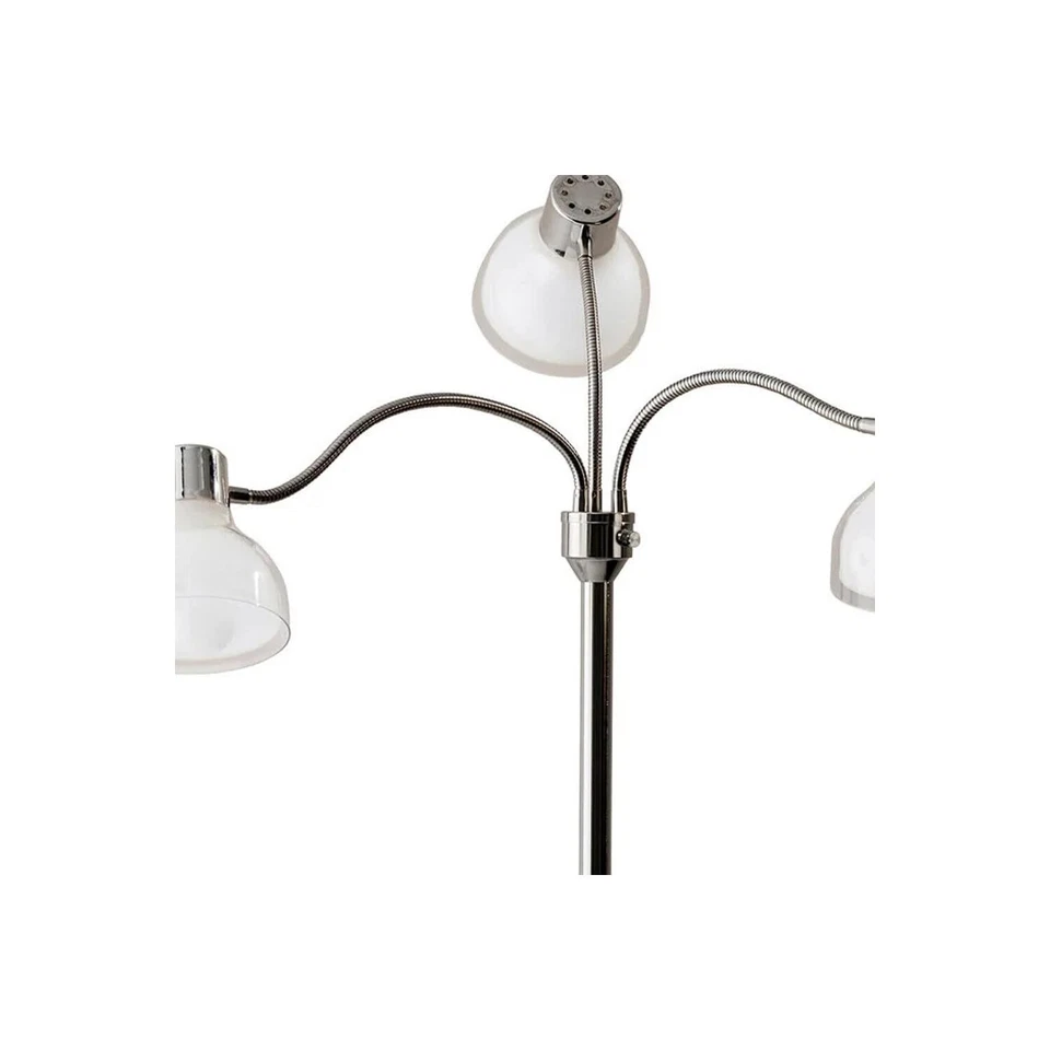 Lámpara de pie 69 níquel tres luces árbol con pantalla de cuenco blanco Foto 3 de 4