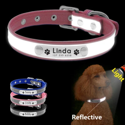 Dog Collars for Small Dogs Personalized Reflective Adjustable Name Tags Collar