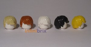 5x Lego Hair Pieces Male Short Tan Orange White Black Yellow