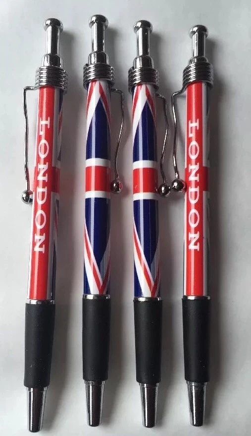 12 X LONDON BRITISH SOUVENIRS CROWN PENS ENGLAND PEN UNION JACK GIFT PEN UK PENS EUR 16,51 - IT
