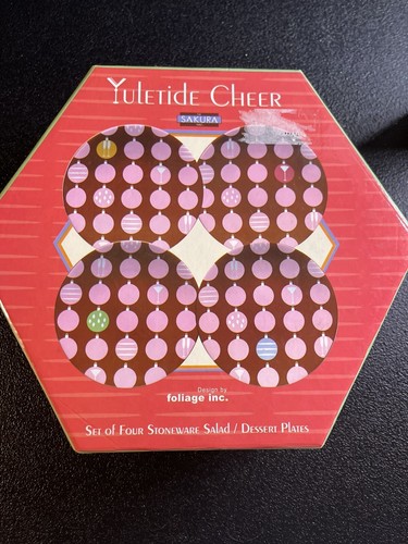 Vintage Sakura Yuletide Cheer Stoneware Plates, Set of 4, new - Picture 11 of 11