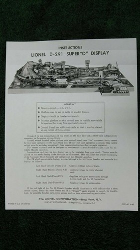 LIONEL D-291 DEALER DISPLAY - 5' x 9' SUPER O LAYOUT INSTRUCTION PHOTOCOPY - Picture 5 of 6