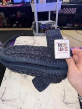 Muk Luks Womens Sweater Cuff Bootie Slipper Sock HT3 Navy Blue S/M 8-10 NWT