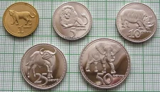 RHODESIA 2018 5 COINS SET, ANIMALS, UNUSUAL FANTASY ISSUE