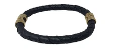 Women's Black Braided Bracelet with Gold Hardware