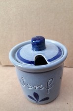 Senfdose grau blau hergestellt im Westerwald