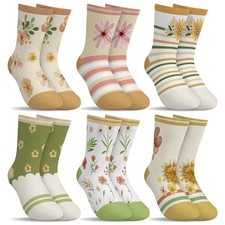 hometrixx 6 Pairs Kids Girls Socks Funny Cartoon Boho 5-8 Years, Flower