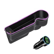 7 Color Led Car Seat Gap Filler Organizer Car Seat Pocket Gap Filler with USB...