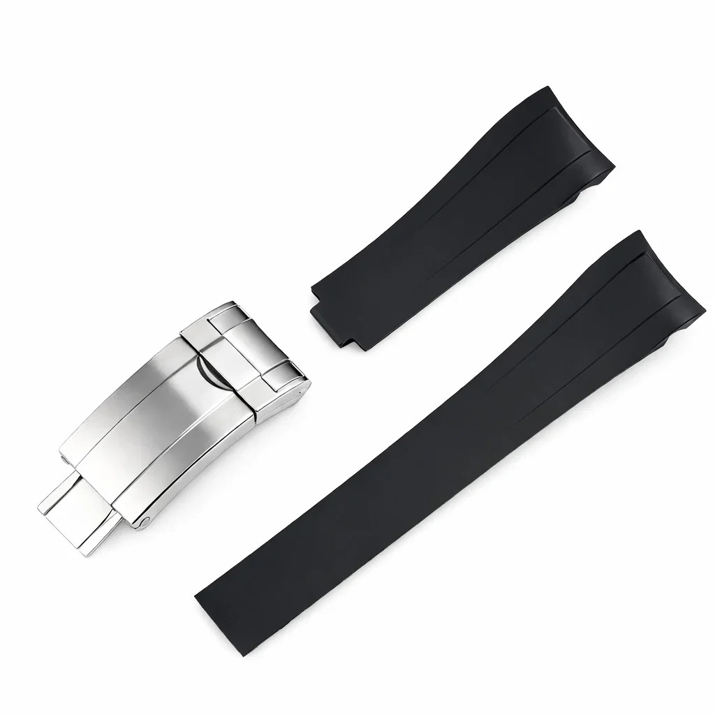 Bracelet FKM noir haut de gamme courbé B pour montre Tudor Black Bay 54
