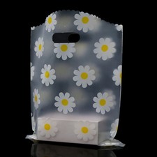 100pcs Floral Gift Bags Plastic Party Favor Bags Reusable Shopping Tote Handbags