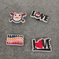 Baseball Shoe Charms Set of 4 Love Baseball Pig Bats Clog Accessories Multi