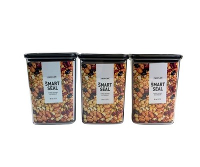 Neoflam Airtight Smart Seal Food Storage Container (Set of 3) | Black, Clear