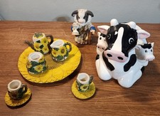 🐄 Country Cow &sunflower Decor Lot – Vintage Resin Figurines Set Salt & pepper