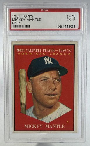 1961 Topps Mickey Mantle MVP #475 PSA 5 Yankees