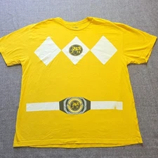 Mighty Morphin Power Rangers Shirt Yellow Ranger Short Sleeve Adult 2XL