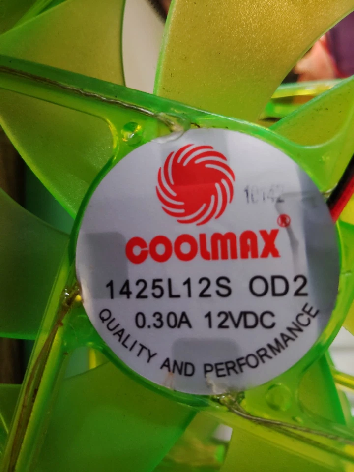 6 Coolmax 12 Volt 65 CFM Fluorescent Green Lighted 2 Wire Cooling Fan 5.5"x 1" - Image 4 of 4