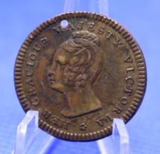 Queen Victoria 1837 Accession To The Throne Brass Medal Medalet