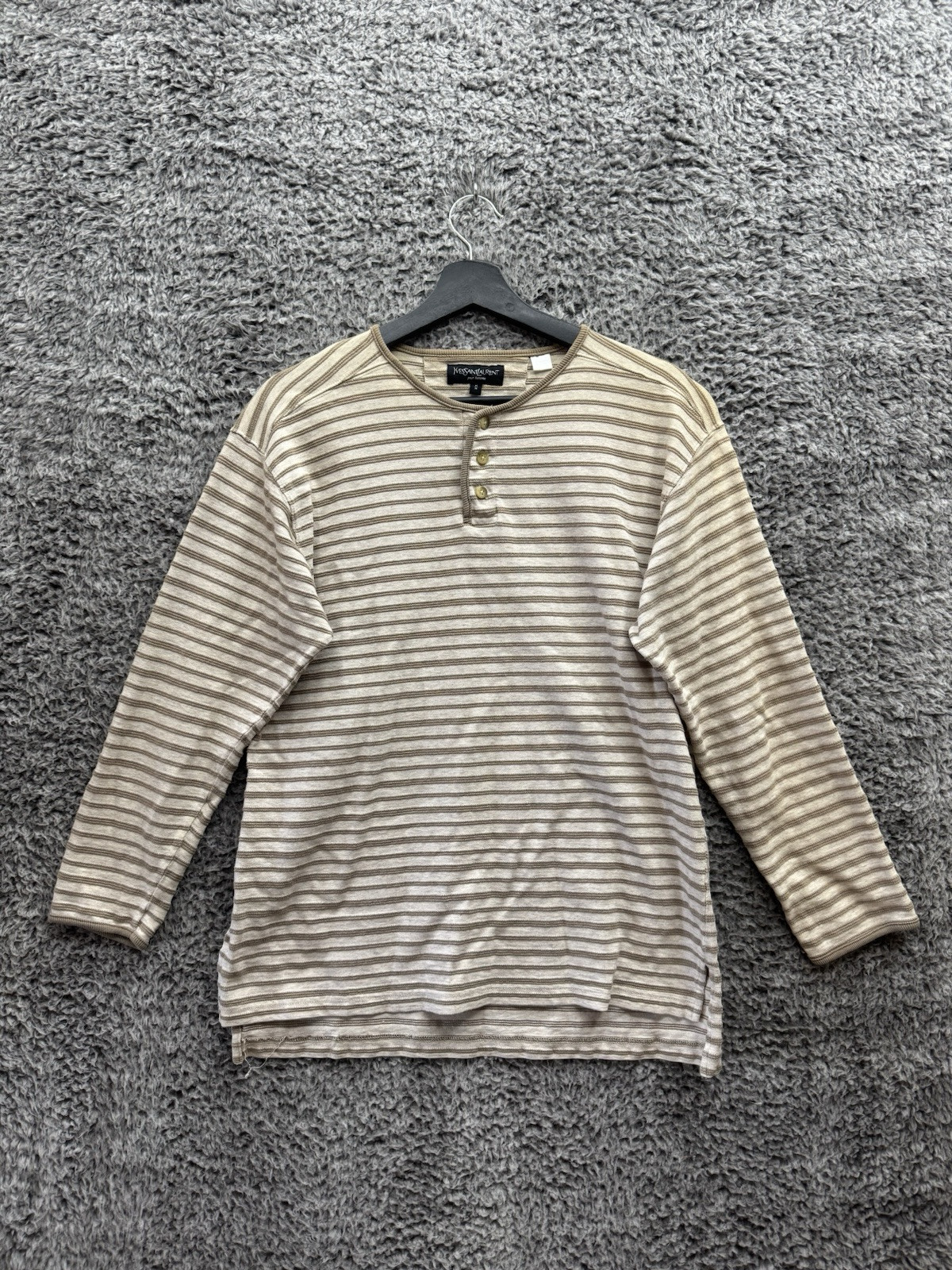 SAINT LAURENT T shirt vintage St. Laurent coda di camicia a righe taglia M anni 90 80