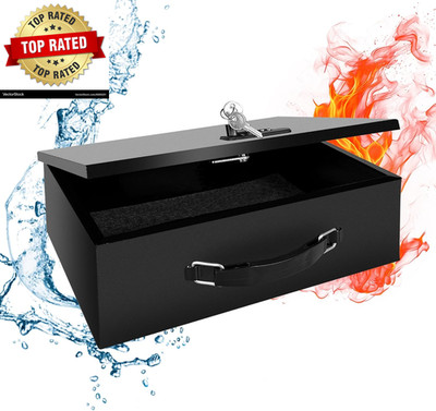 Fireproof Lock Box with Key and Combination Lock, Fire Safe Document Box, Portab