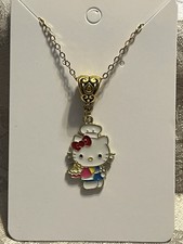 Hello Kitty Whimsical Chef Charm Cartoon Adorable Fashion Gold Necklace 18  