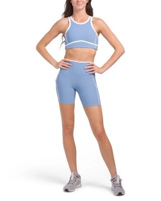 WILO Rib 2pk Piper Bra And Shorts In Blue And White